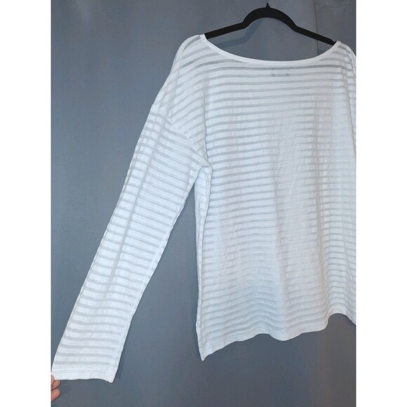 Gap Women's White Striped Long Sleeve Shirt Partially Sheer | Size XL - Picture 7 of 9